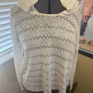 Women's White and Silver Sweater